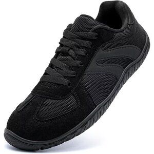 Women's All Black Barefoot Casual Lace Up Retro Zero Drop Fashion Sneaker
